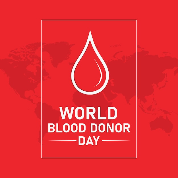 赤い背景に世界献血者デーのバナーポスター