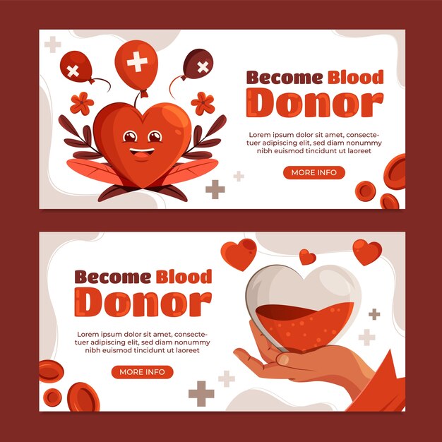 World blood donor day banner set