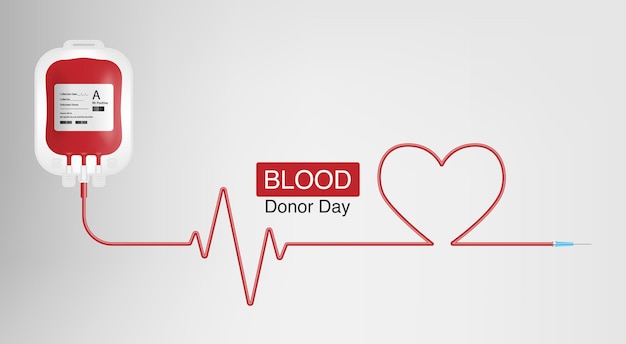 Giornata mondiale del donatore di sangue, sfondo del concetto di donazione di sangue, sacca di sangue, illustrazione vettoriale