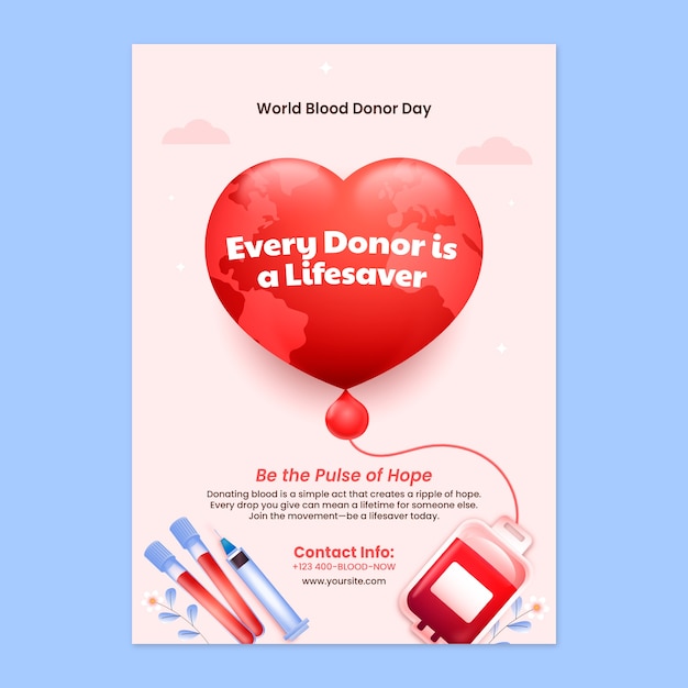 World blood donor day flyer template design