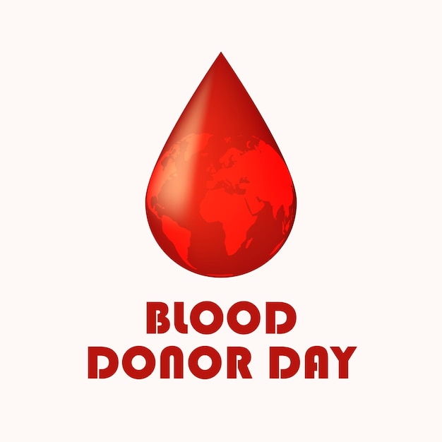 Всемирный день донора крови сердце и капля крови с концептуальным плакатом линии сердцебиения