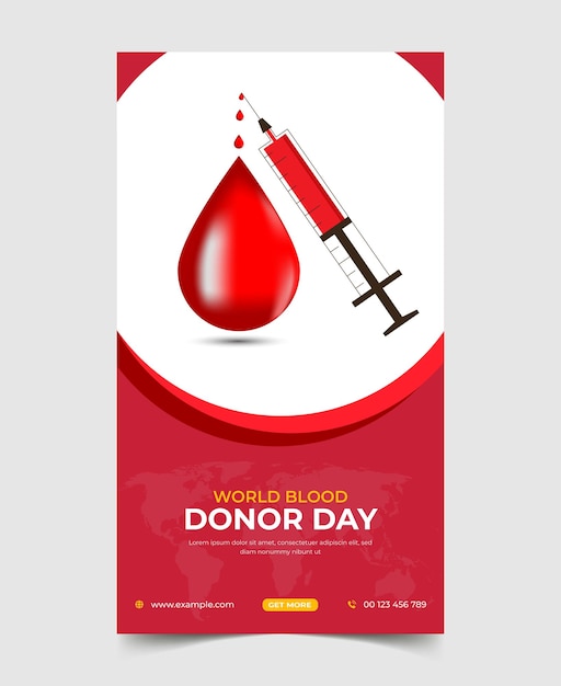 Vector world blood donor day instagram story template