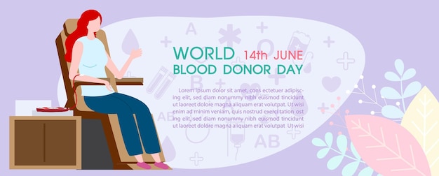 World blood donor day poster campaign in flat style and vector design