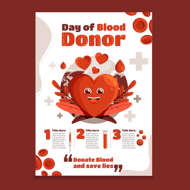 Vettore poster per la giornata mondiale dei donatori di sangue