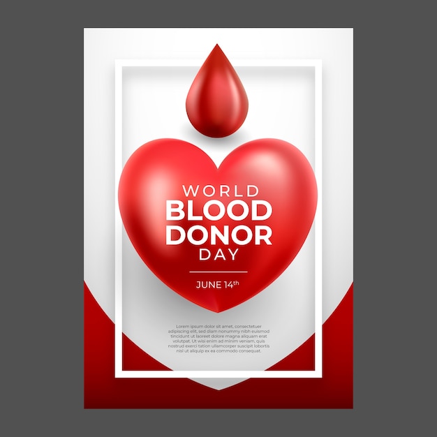 Vector world blood donor day realistic flyer or poster