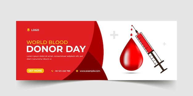 World blood donor day social media facebook cover and web banner template