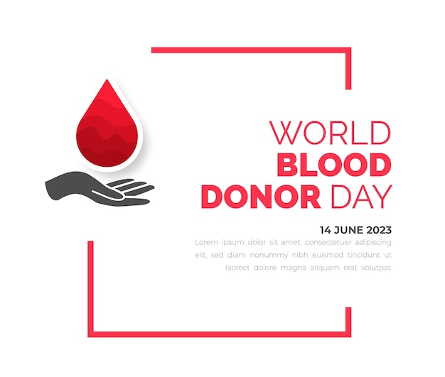 Vettore modello di disegno del banner post sui social media della giornata mondiale del donatore di sangue sfondo o banner della giornata del donatore di sangue