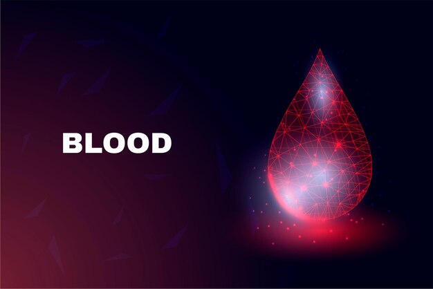 Концепция Всемирного дня донора крови Шаблон баннера со светящимся низкополигональным футуристическим современным абстрактным вектором