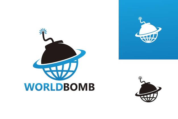 Vettore di progettazione del modello di logo della bomba del mondo, emblema, concetto di design, simbolo creativo, icona