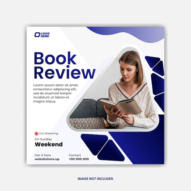 Vector world book day book review events social media post template