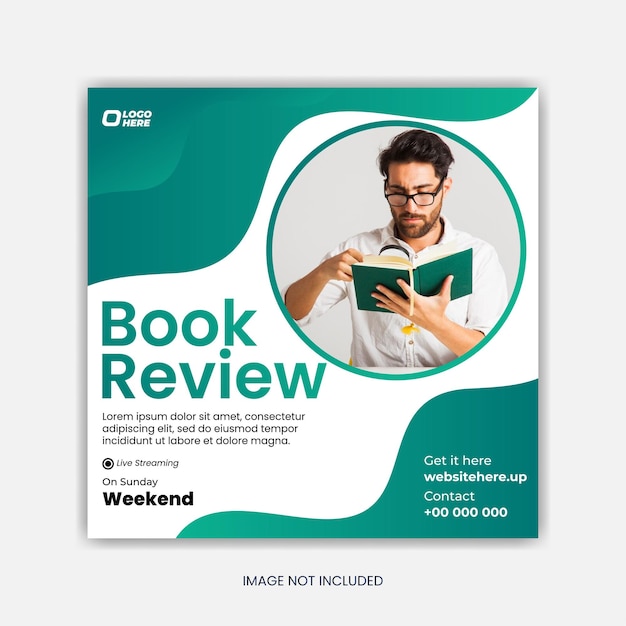 Vector world book day book review events social media post template