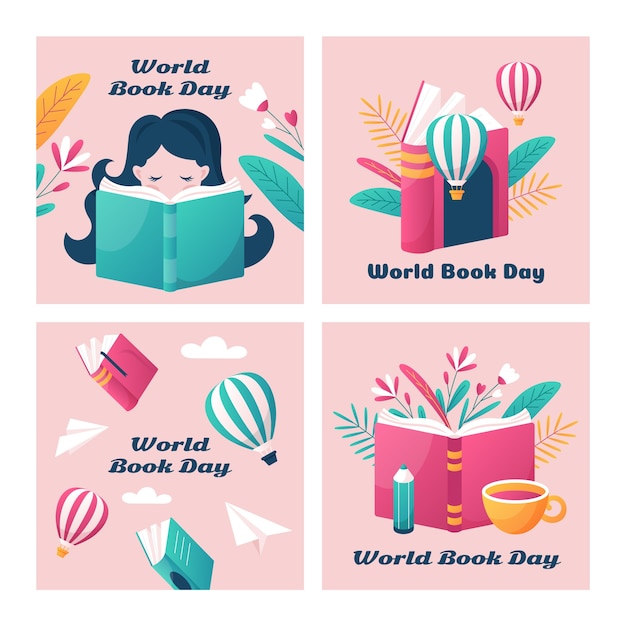 World book day cartoon card set