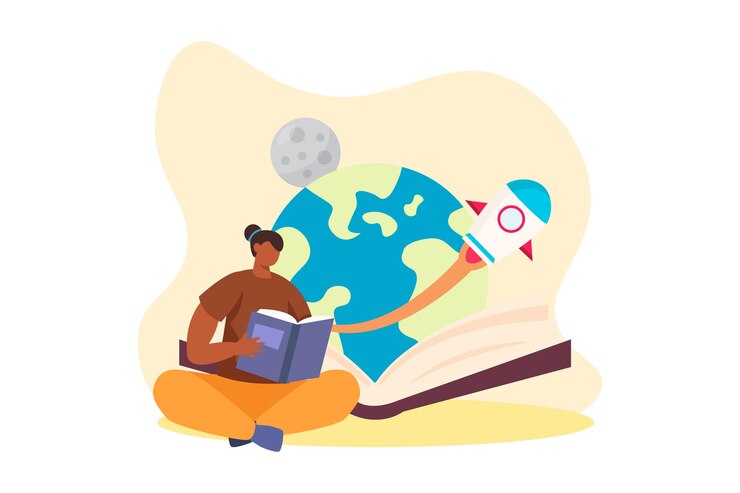 Vector world book day flat design illustration