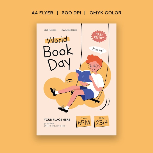 Vector world book day flyer