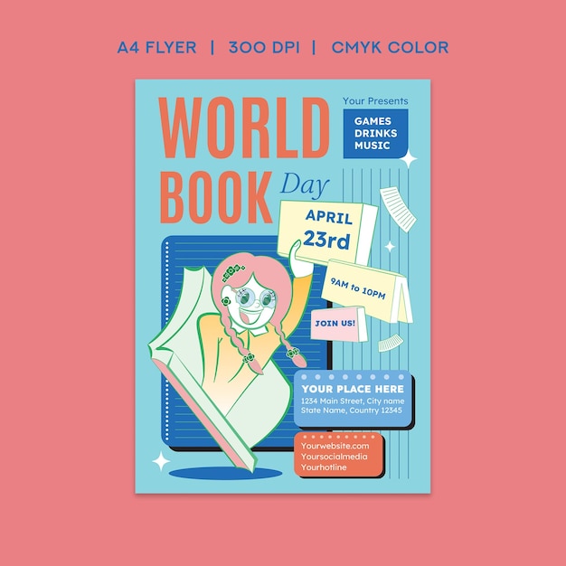 Vector world book day flyer