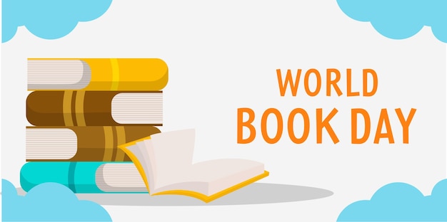 world book day horizontal banner illustration design