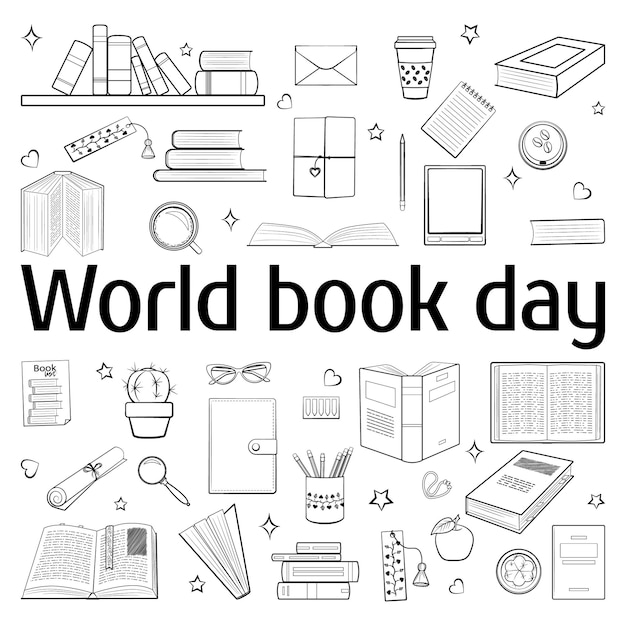 World book day postcard black