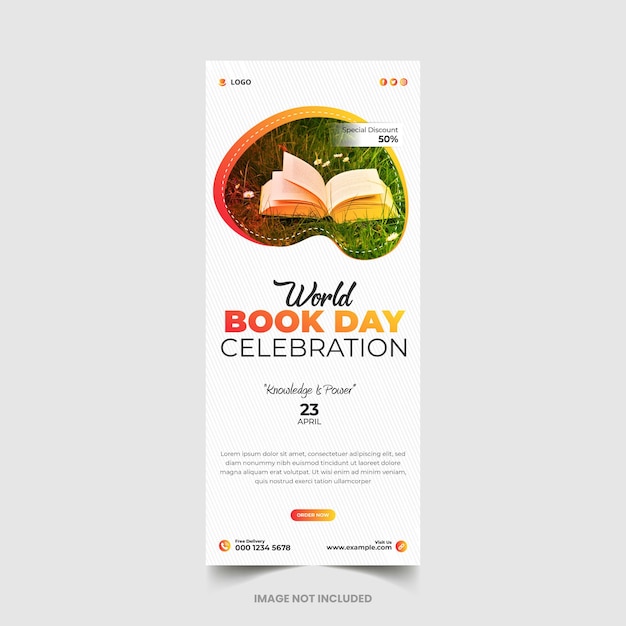 World book day roll up banner template design