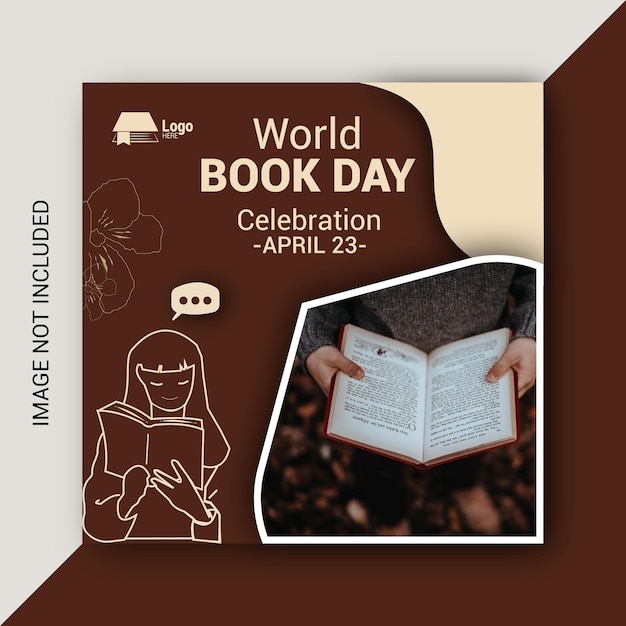 World Book Day social media post design template