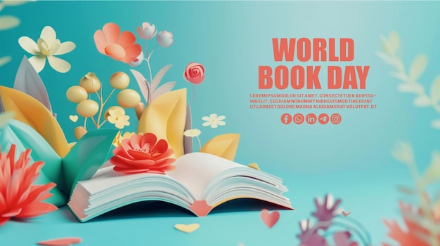 Шаблон поста в социальных сетях на Всемирный день книги