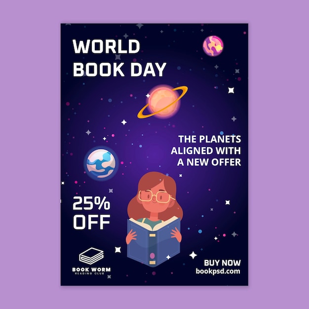 World book day vertical flyer template