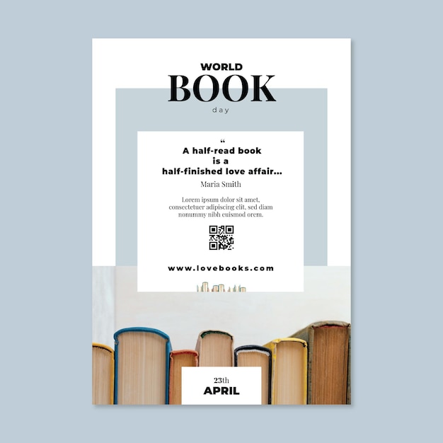 Vector world book day vertical flyer template