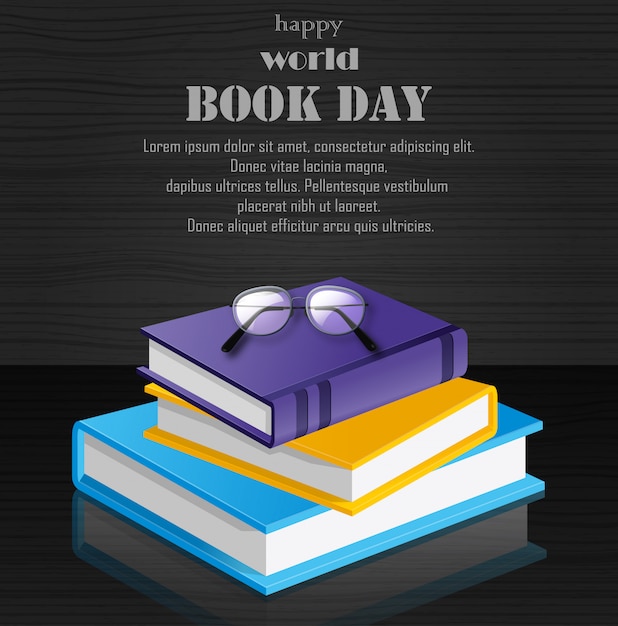 Vector world book day with stack of books