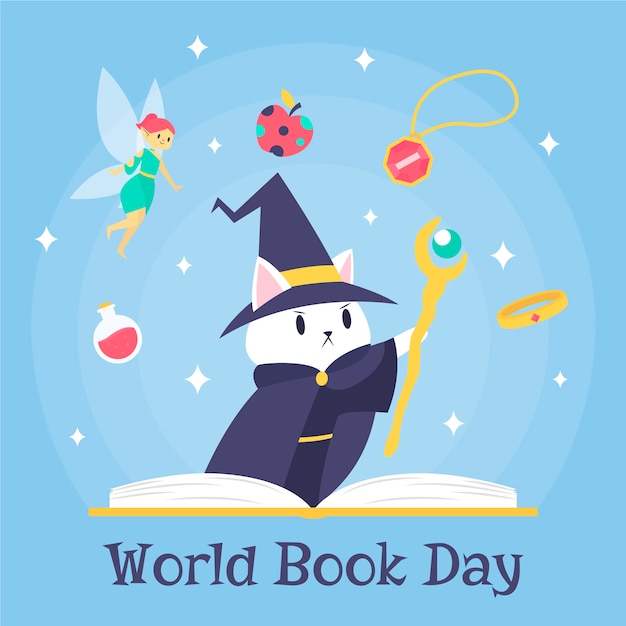 World book day wizard kitten and fairy tales