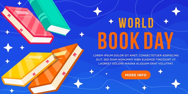 World books day illustration horizontal banner