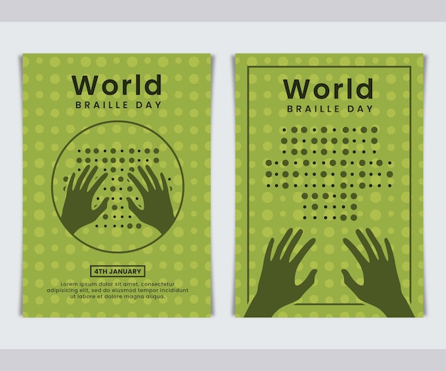 World braille day poster or background design template