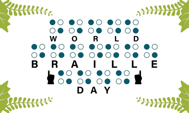 Vettore modello vettoriale della giornata mondiale del braille celebration braille literacy and inclusion with tactile reading and accessibility background banner card poster design