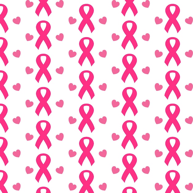 Vector world breast cancer awareness month pattern background design ribbon pattern seamless