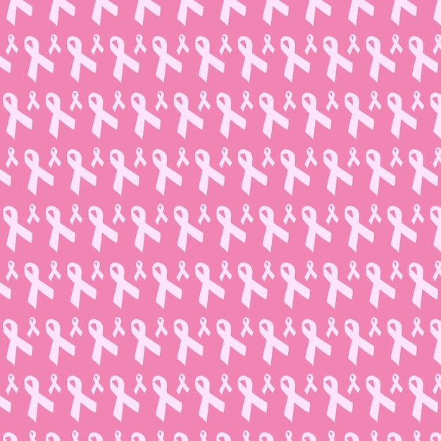 Vector world breast cancer awareness month pattern background design ribbon pattern seamless