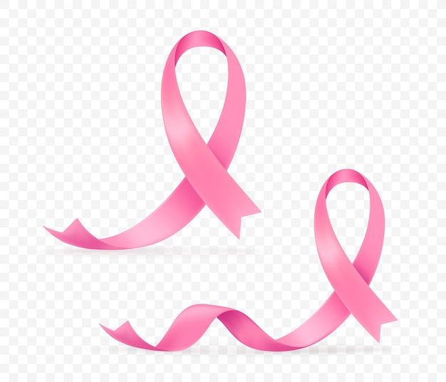 Vector world breast cancer pink silk ribbon  set