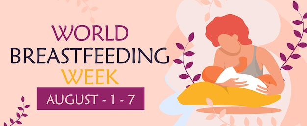 Vettore campagna della settimana mondiale dell'allattamento al seno 17 agosto banner di design vettoriale piatto per i social network e i media