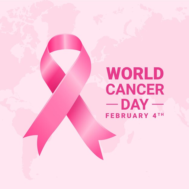 World cancer awareness day 4th february template with breast cancer awareness pink ribbon and globe