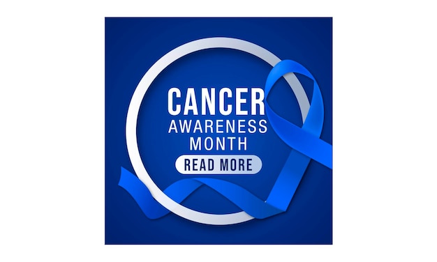 World Cancer awareness month day with blue ribbon Vector illustration background post and instagram