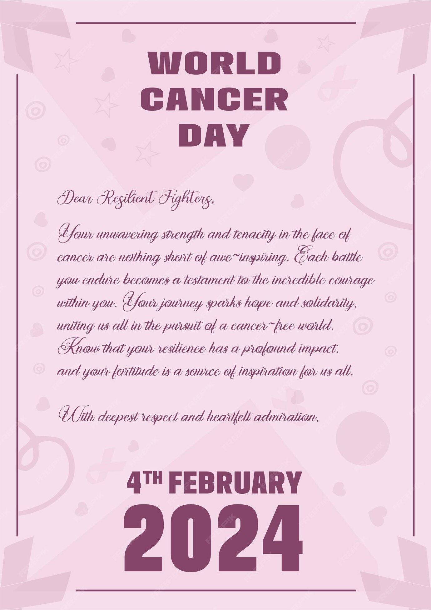 Premium Vector World cancer day 2024 poster design world cancer day