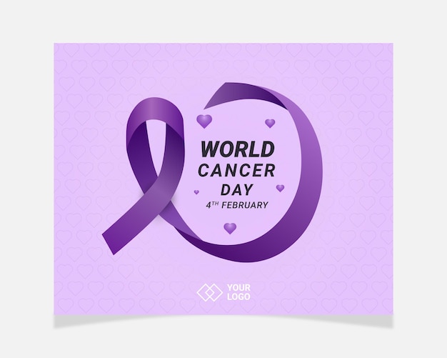 World cancer day awareness vector banner with ribbon