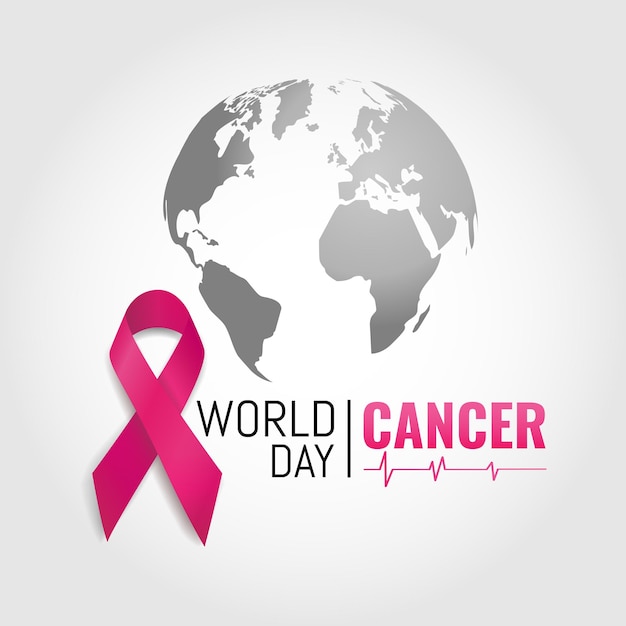 World Cancer Day Banner with cancer ribbon