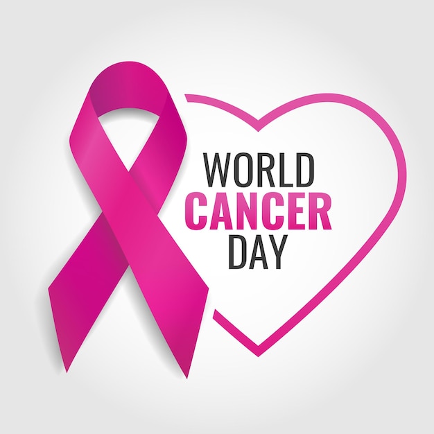 World Cancer Day Banner with cancer ribbon