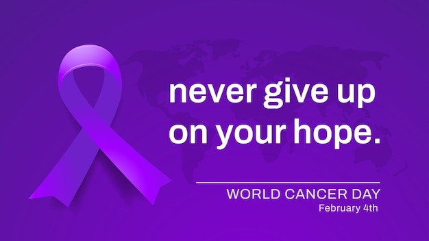 Vector world cancer day banner with motivational quote