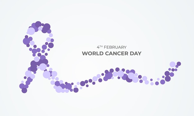 World Cancer Day. A big Purple ribbon made of a group of circles. Healthcare and medical concept.