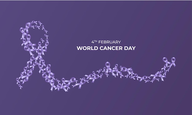 World cancer day. a big purple ribbon made of a group of small ribbons. healthcare and medical.