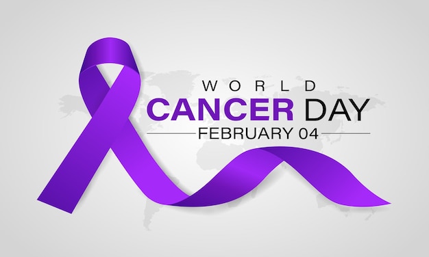 World Cancer Day concept Calligraphy Poster Design Realistic Lavender Ribbon4th February to raise