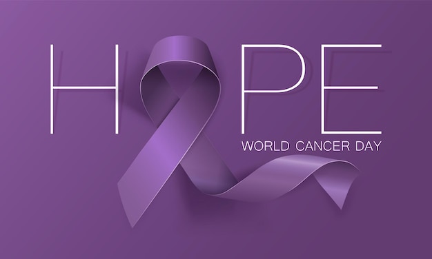 Vector world cancer day concept hope lavender ribbon vector illustration