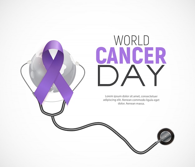 World Cancer Day concept met lavendel lint ...