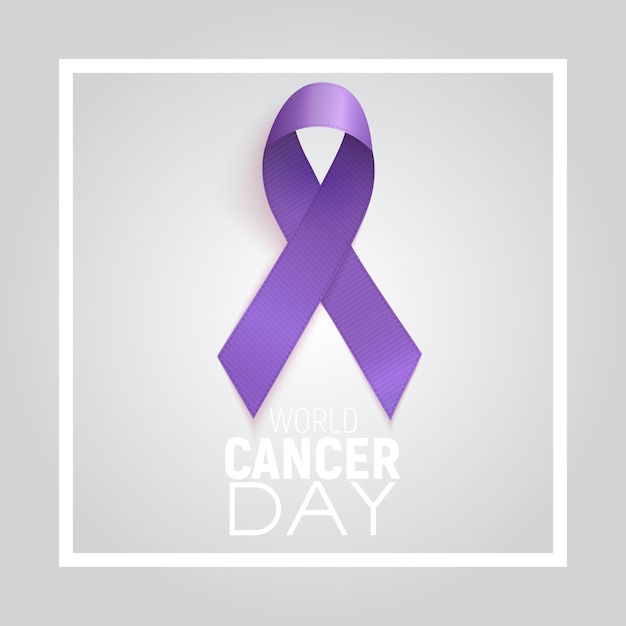 Vector world cancer day concept with lavender ribbon.