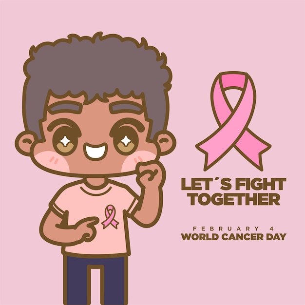 Vector world cancer day cute kawaii