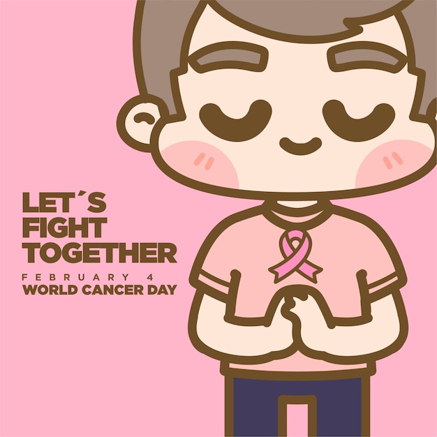 Vector world cancer day cute kawaii